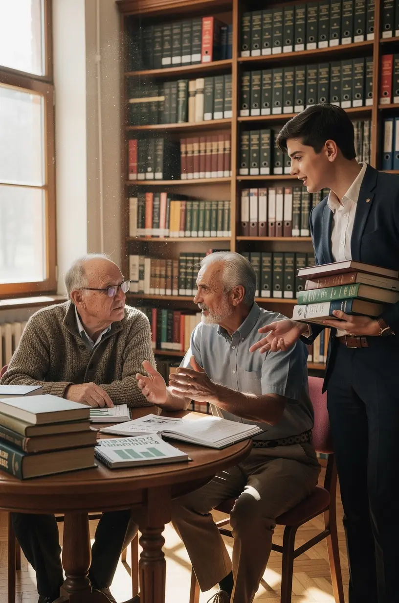Motivált tanulók csoportja, amely személyes pénzügyi fejlődést célzó könyveket tanulmányoz.