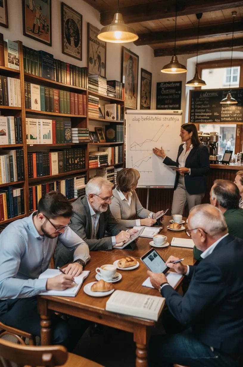 Személyes pénzügyi alapok oktatási előadás csoportos tanulással egy modern tanteremben.